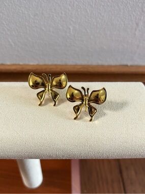 Gold Tone Stainless Steel Butterfly Earrings